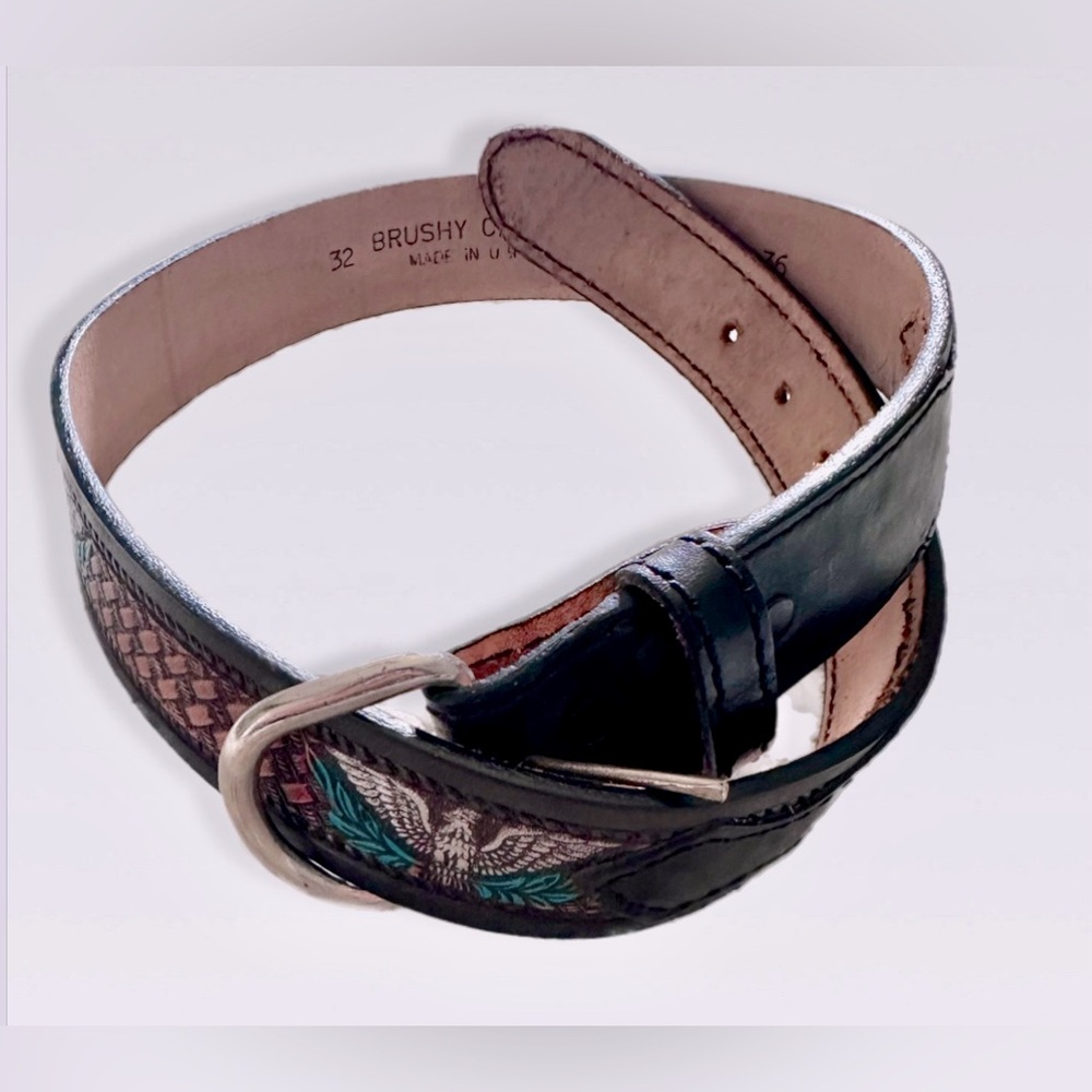Brushy Creek Leather Belt Size 32 Full grain Cow Hide Leather